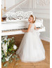 Ivory Lace Tulle Flower Girl Dress Communion Dress